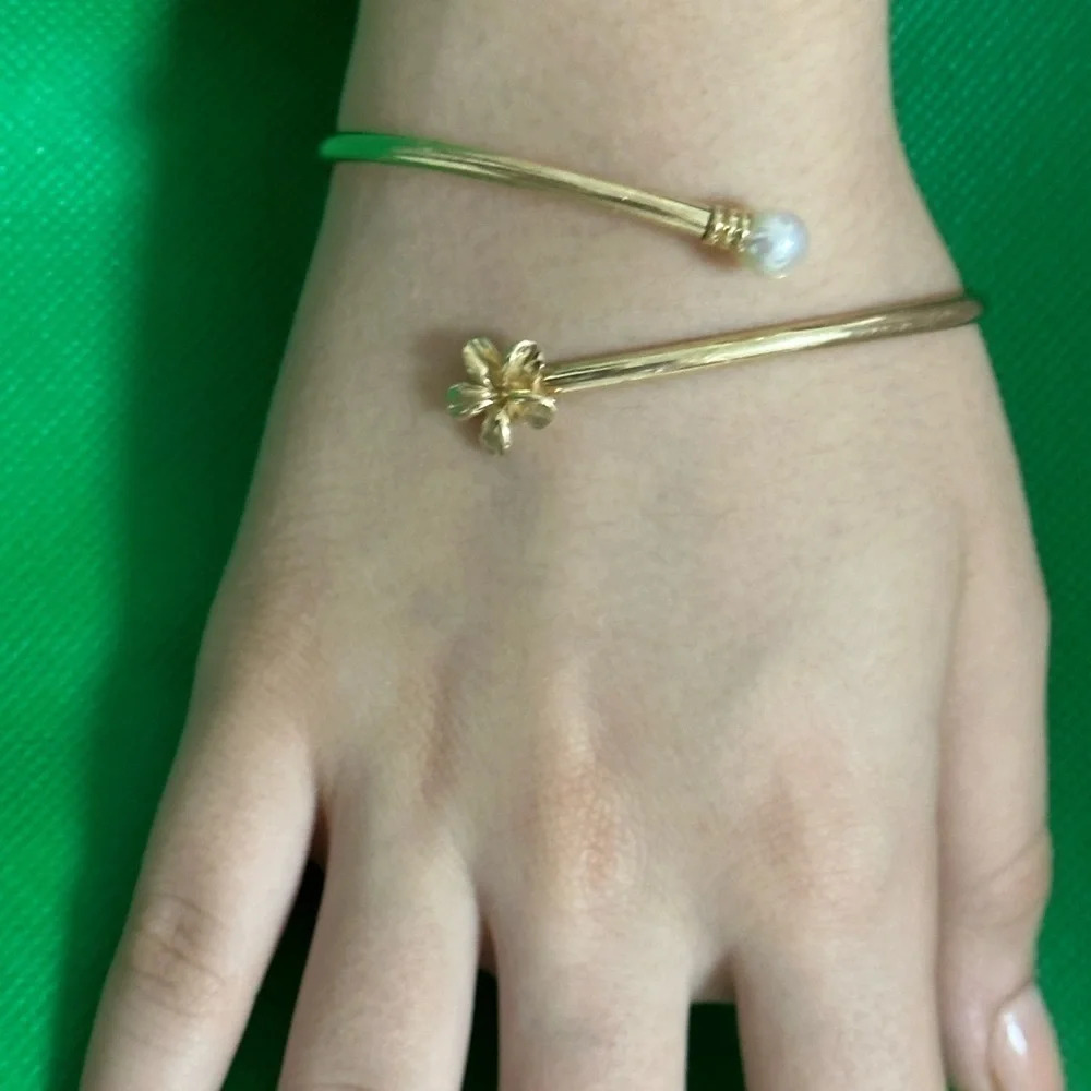 14k real solid yellow gold real pearl